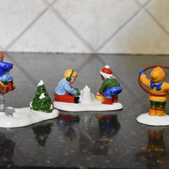 Snow Village FROSTY PLAYTIME Department 56 3 Piece Set Vintage - Picture 2 of 3